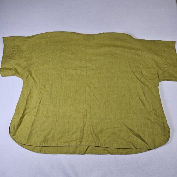 FLAX Designs Linen Top Womens 2G Chartreuse Lagenlook Tunic Oversized Boho Shirt - Picture 13 of 15